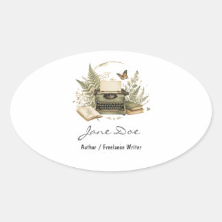 Watercolor Auteur Logo Sticker Botanisch Typewrite