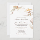 Watercolor Autumn Branch Simple Faire-part de mari (Devant)