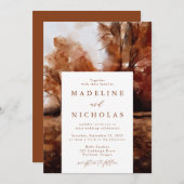 Watercolor Autumn Landscape Fall Wedding Kaart (Voorkant / Achterkant)