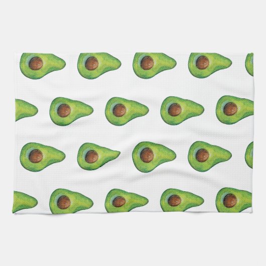 Watercolor Avocado Pattern Theedoek (Horizontaal)