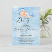 Watercolor Baby Boy Invitation (Debout devant)