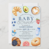 Watercolor Baby Brunch Boy Baby Shower Invitation (Devant)