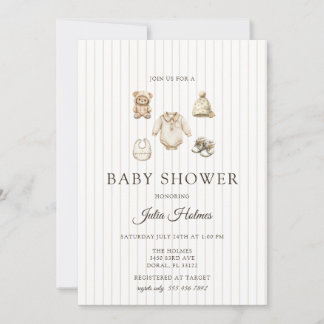 Watercolor Baby Clothes | Fall Baby Shower  Kaart