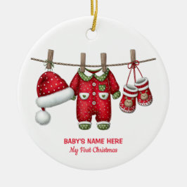 Watercolor Baby Eerste Kerst Foto Keramisch Ornament