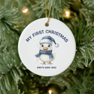 Watercolor Baby Eerste Kerst Foto Keramisch Ornament