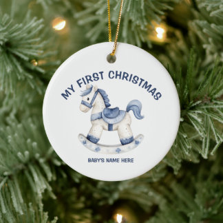 Watercolor Baby Eerste Kerst Foto Keramisch Ornament