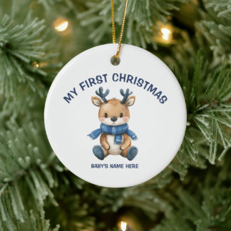 Watercolor Baby Eerste Kerst Foto Keramisch Ornament