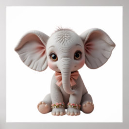 Watercolor Baby Elephant – Cute Animal Nursery Poster