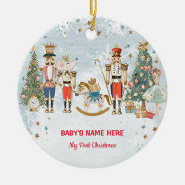 Watercolor Baby First Christmas Photo Keramisch Ornament