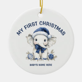Watercolor Baby First Christmas Photo Keramisch Ornament