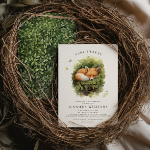 Watercolor Baby Fox Baby shower Invitation