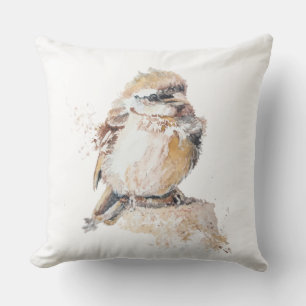 Watercolor Baby Mus met Verwaaide Veren Kussen
