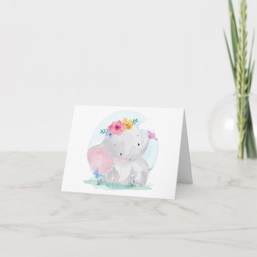 Watercolor Baby Olifant Bedankt (Voorkant)