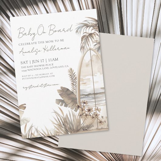 Watercolor Baby On Board Strand Baby Shower Kaart