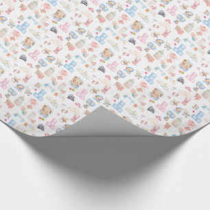 Watercolor Baby Shower Motief met Teddybeer Cadeaupapier