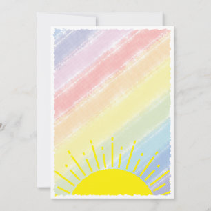 Watercolor baby shower pastel regenboog kaart