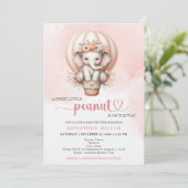 Watercolor Baby Shower Peach Elephant Invitation (Debout devant)