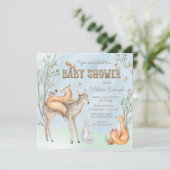 Watercolor Baby shower Woodland Invitation (Debout devant)