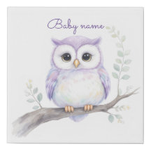 Watercolor Baby Uil Canvas Print