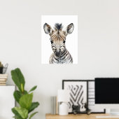Watercolor Baby Zebra Kinderkamer Kids kamer Poster (Thuiskantoor)