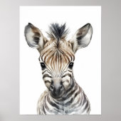 Watercolor Baby Zebra Kinderkamer Kids kamer Poster (Voorkant)