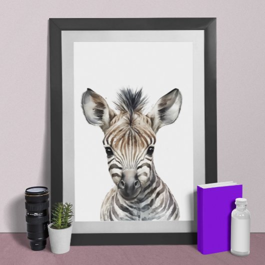 Watercolor Baby Zebra Kinderkamer Kids kamer Poster
