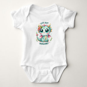 Watercolor babydraak schattig maar drakerig bloemr romper