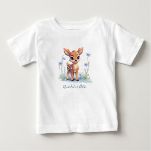 Watercolor Babyhert Blauwe Bloemen Baby T-Shirt