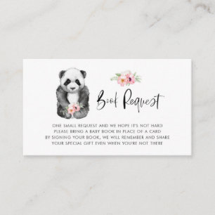 Watercolor Babypanda Bloem Boek Verzoekkaart Visitekaartje