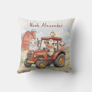 Watercolor babyschapen besturen rode tractor boerd kussen