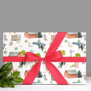 Watercolor babyschattige boerderijdieren douche ne cadeaupapier