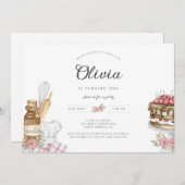 Watercolor Baking Anniversaire Fête Invitation (Devant / Derrière)