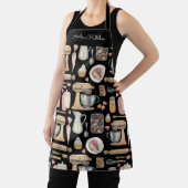 Watercolor Baking Tools Pattern Black Schort (Insitu)