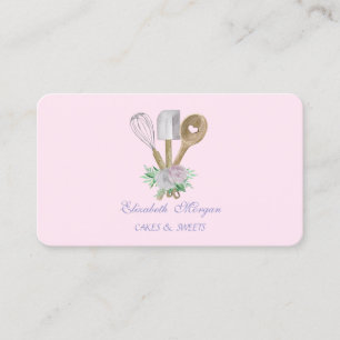 Watercolor Bakkerij Pastelkleurige Hand Gereedscha Visitekaartje