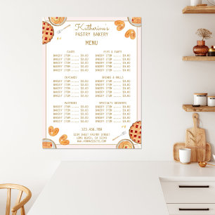 Watercolor Bakkerij Taart en Gebak Winkel Menu Poster
