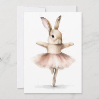 Watercolor Ballerina Konijn Dansend Taupe Roze Kaart