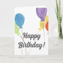Watercolor Ballon Verjaardagskaart (Blank Binnenka