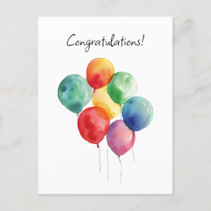 Watercolor Ballonnen Felicitaties Minimalistisch Briefkaart
