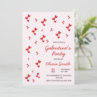WATERCOLOR BALLONNEN GALENTINES DAY FEest UITNOD Kaart