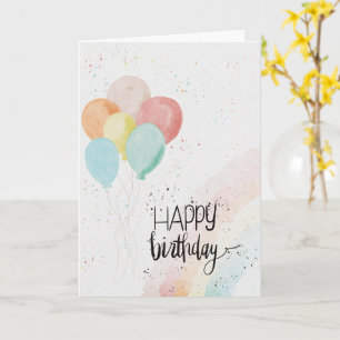 Watercolor Balloon Modern Happy birthday Kaart
