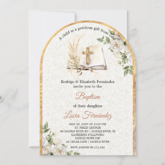Watercolor Baptism Greenery Gender Neutral Kaart