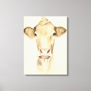 Watercolor Barn Animals   Cow Canvas Afdruk