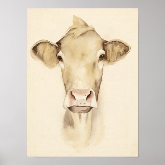 Watercolor Barn Animals | Cow Poster (Voorkant)
