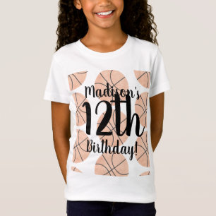 Watercolor Basketbal Verjaardag Shirts voor Meisje