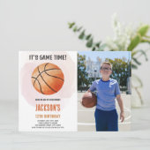Watercolor Basketball Anniversaire Invitation (Debout devant)