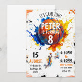 Watercolor Basketball Birthday Invitation (Devant / Derrière)