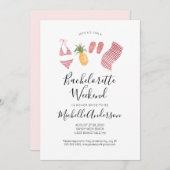 Watercolor Beach Bachelorette Week-end Invitation (Devant / Derrière)