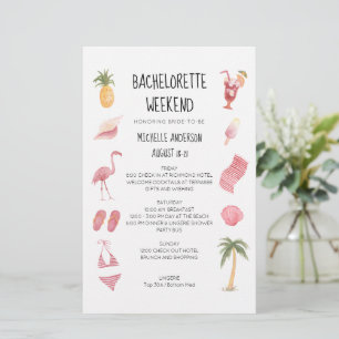 Watercolor Beach Bachelorette Weekend Itinerarium