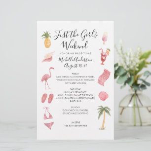Watercolor Beach Bachelorette Weekend Itinerarium
