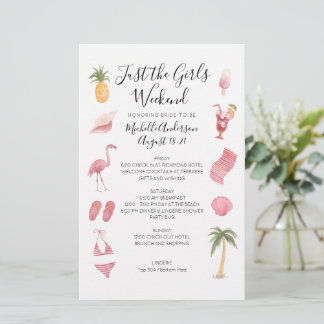 Watercolor Beach Bachelorette Weekend Itinerarium 